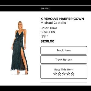 XXS Revolve Harper Gown by Michael Costello